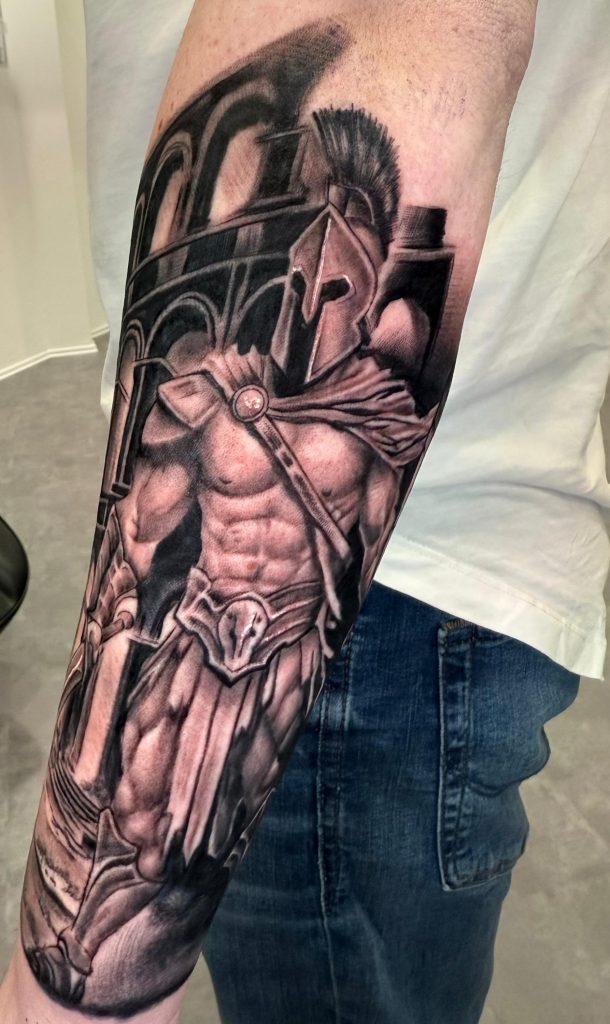 Black and Grey Tattoo Gladiator